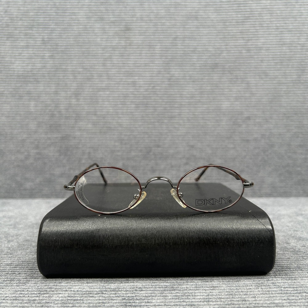 DKNY Seneca Oval Eyeglasses Gunmetal Tortoise 381 002 43-22 140 Italy Vintage